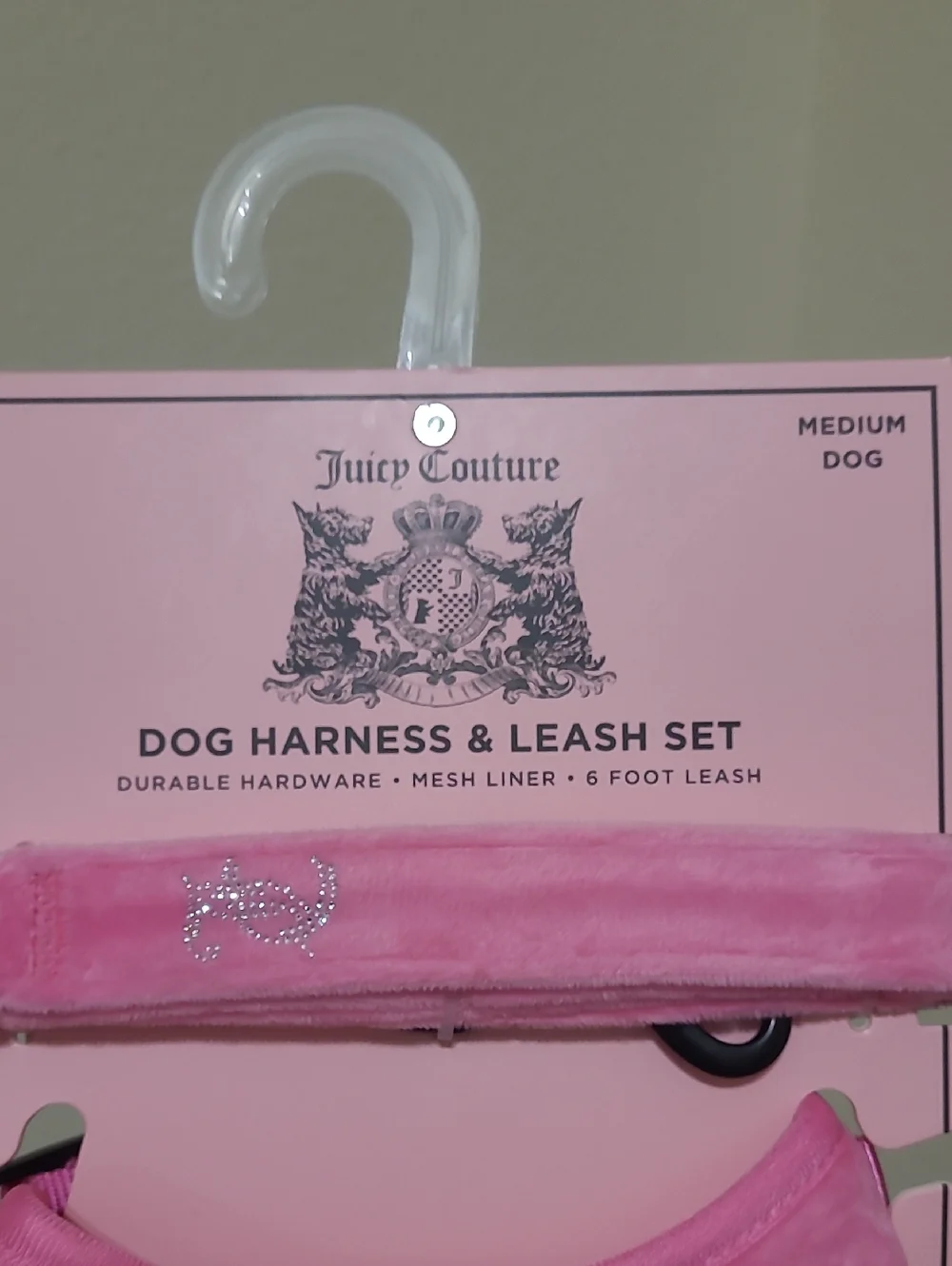Juicy Couture Pink Dog Harness & Leash Set- Size Medium
